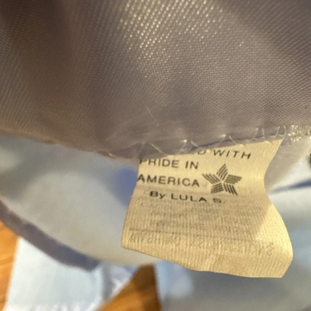 LULA S.‎ vintage acrylic QUEEN blanket blue Satin Trimmed